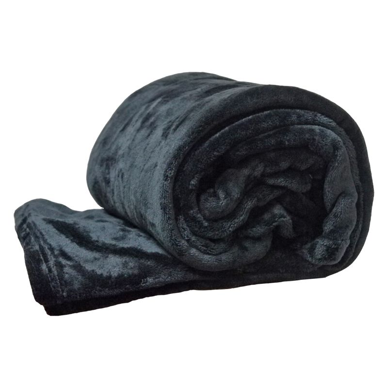 150 x 200cm Flannel Fleece Blanket Throw Black