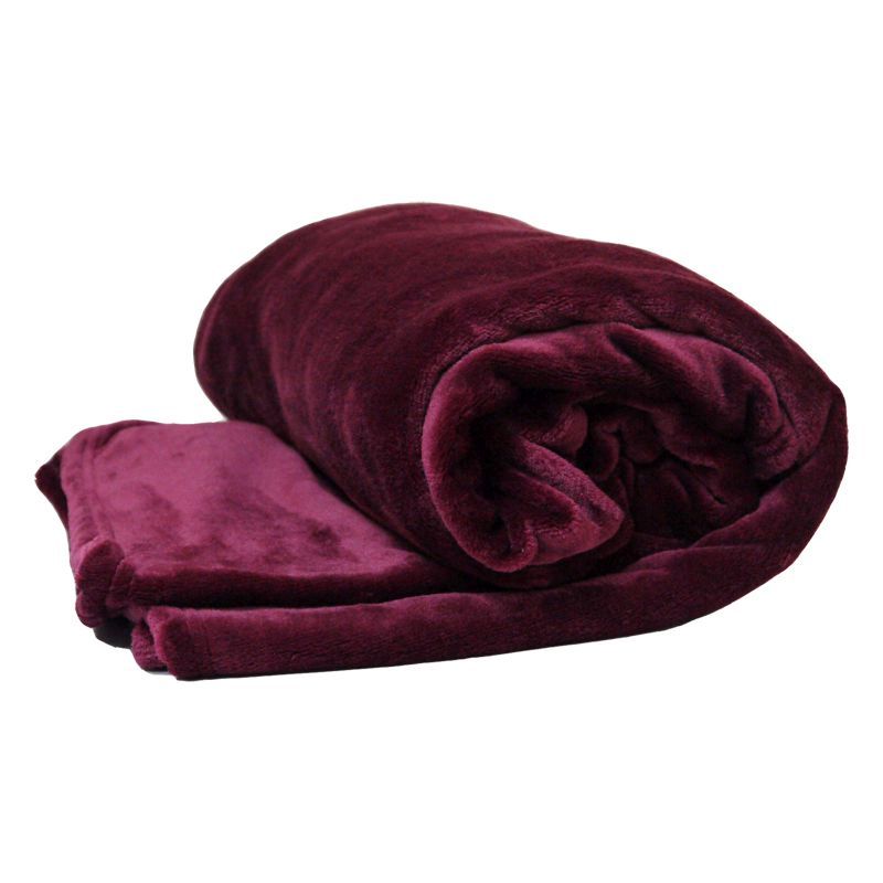 150 x 200cm Flannel Fleece Blanket Throw Dark Red
