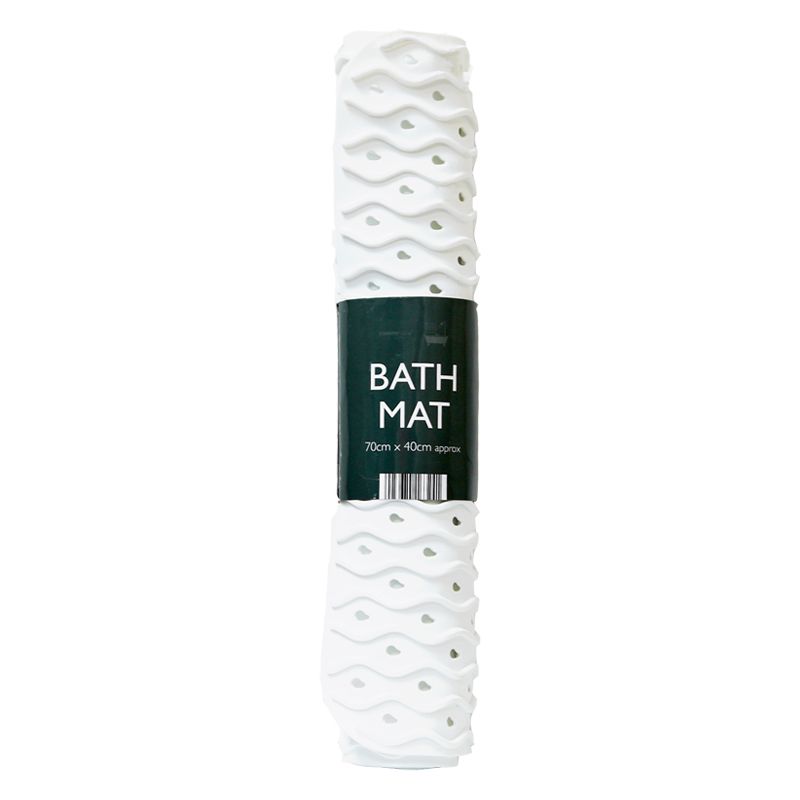 PVC Bath Mat Ripple 70 x 40cm White