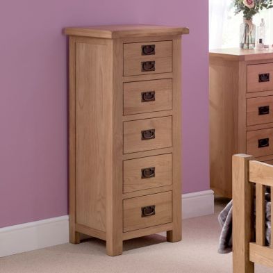 Product photograph of Cotswold Oak Tall Chest Of Drawers Natural 5 Drawers from QD stores