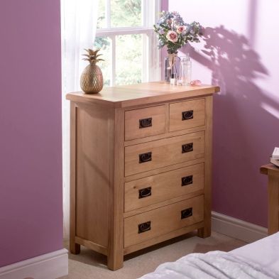 Product photograph of Cotswold Oak Chest Of Drawers Natural 5 Drawers from QD stores