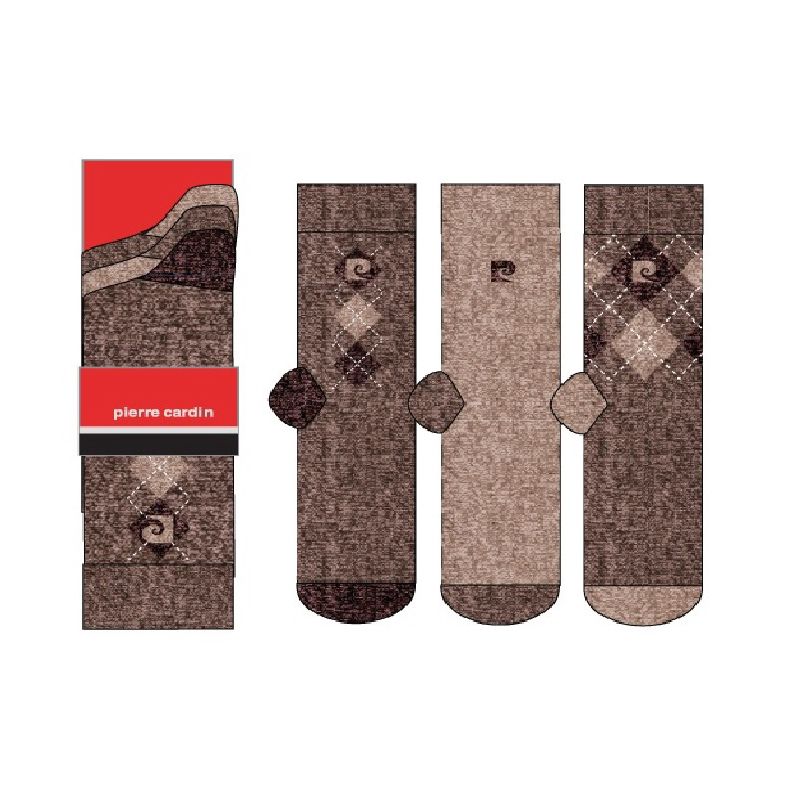 3 Pack Mens Brown Mix Argyle Design Socks