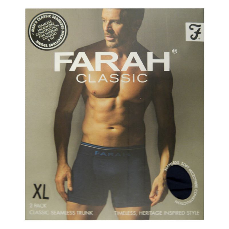2 Pack Mens Navy X Large Seamless Farah Trunks - Buy Online at QD Stores