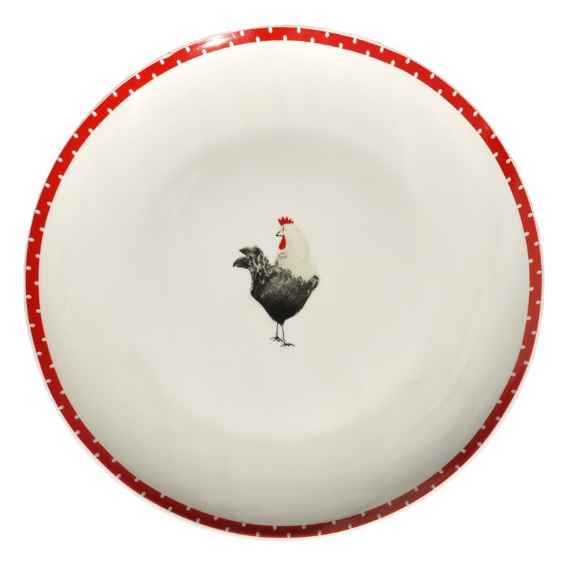 Red Chickens Dinner Plate