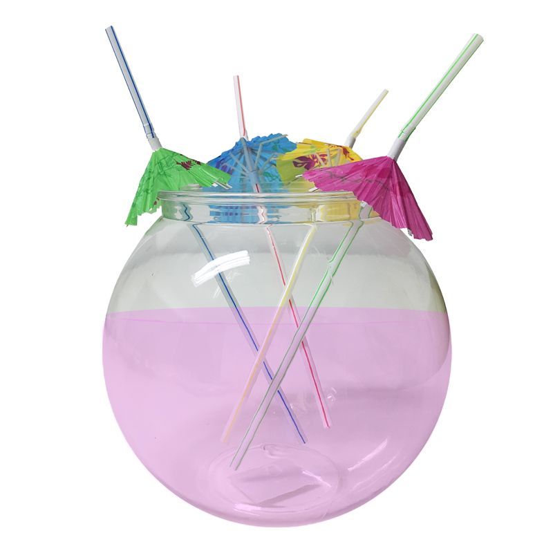 Party Cocktail Bowl With 4 Umbrella Straws