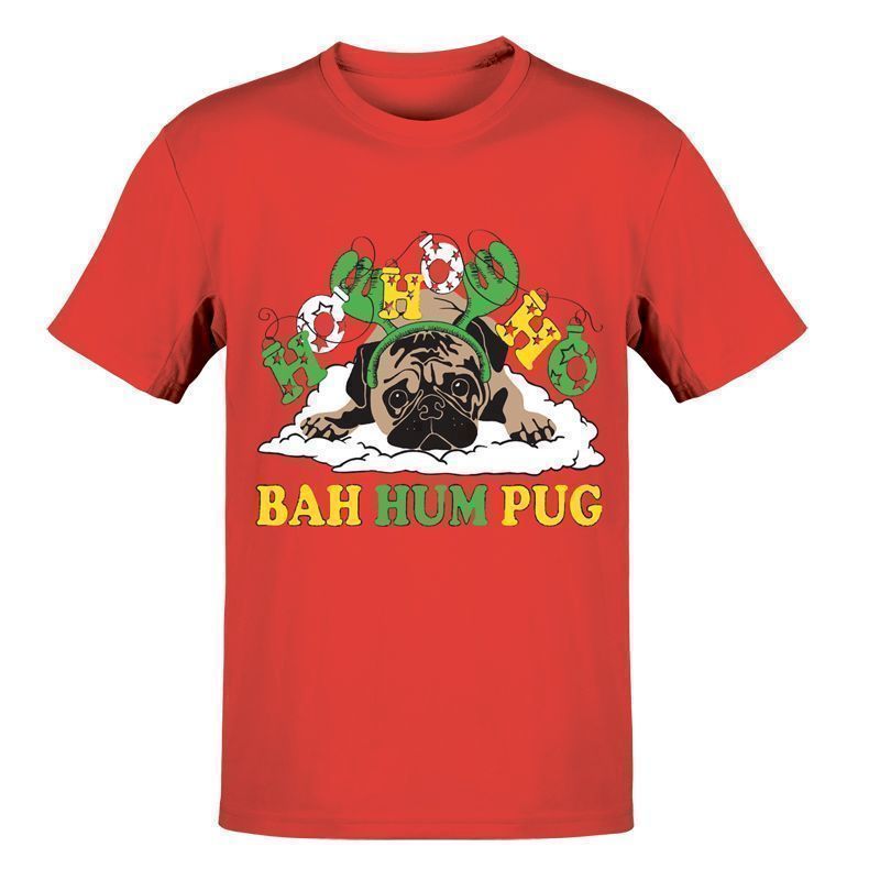 Mens HoHo Pug T-Shirt Christmas Print - XX Large