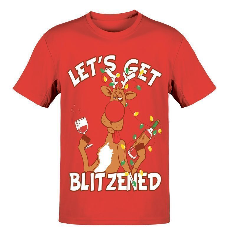 Mens Blitzen T-Shirt Christmas Print - X Large