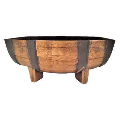 See more information about the Large Half Barrel Wooden Look Garden Planter