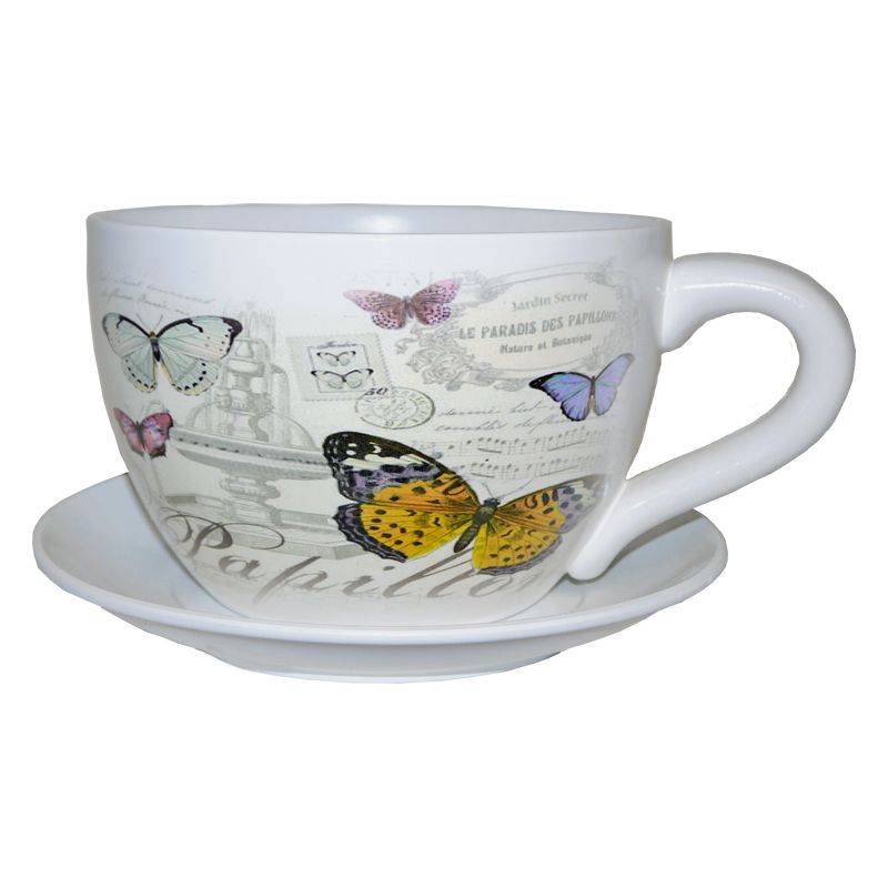 Decorative Tea Cup Planter Butterfly