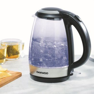 Illuminating Easy Fill Glass Kettle By Daewoo 17 Litre