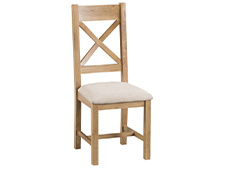 Cotswold Oak Home Cross Back Chair Fabric Seat Furniture