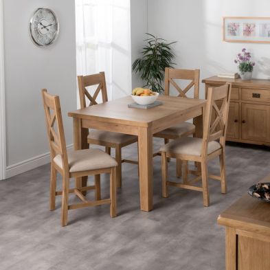 Product photograph of Cotswold Oak Dining Table Set With 4 Cross Back Chairs from QD stores