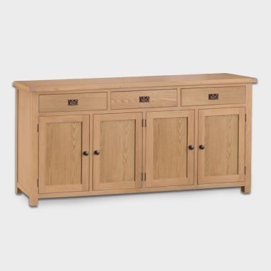 Product photograph of Cotswold Oak Large Sideboard Natural 4 Doors 2 Shelves 3 Drawers from QD stores