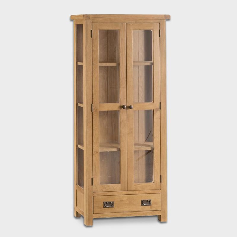 Cotswold Display Cabinet Oak 2 Door 4 Shelf 1 Drawer