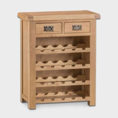 Product photograph of Cotswold Oak Wine Rack Natural 4 Shelves 2 Drawers from QD stores