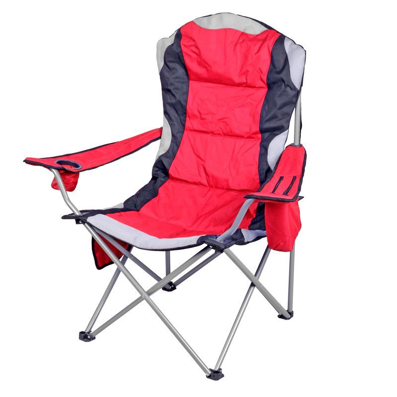 Luxury Padded Camping Chair with Drink Pocket - Red