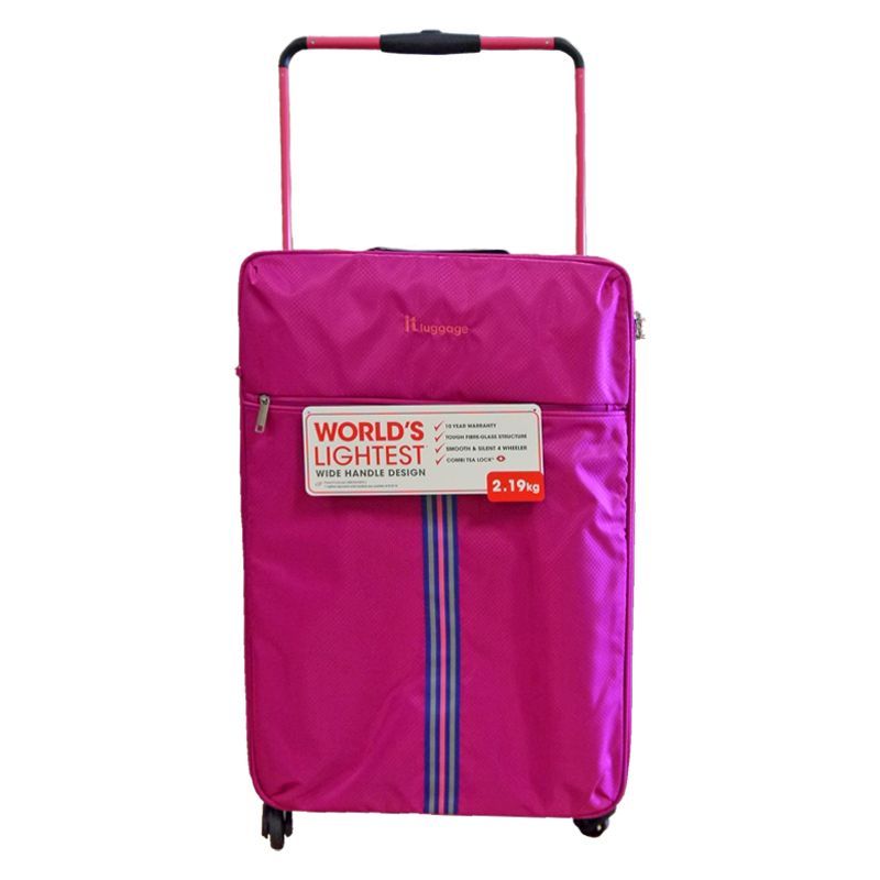 IT Luggage 25 Inch Pink 4 Wheel Tourer Worlds Lightest Suitcase