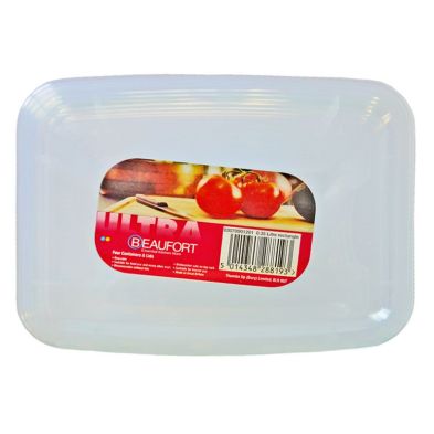 4 X Plastic Food Containers Rectangle 350ml Clear By Beaufort