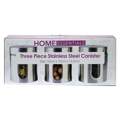 See more information about the 3 x Stainless Steel Food Containers 600ml - Silver Essentials by Kitchen Collection