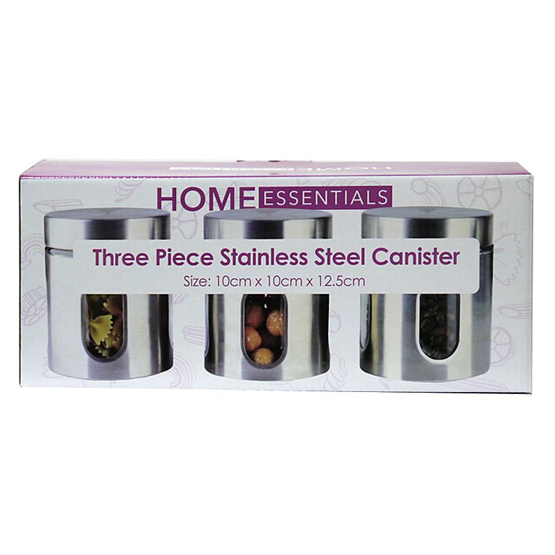 3 x Stainless Steel Food Containers 600ml - Silver Essentials by Kitchen Collection