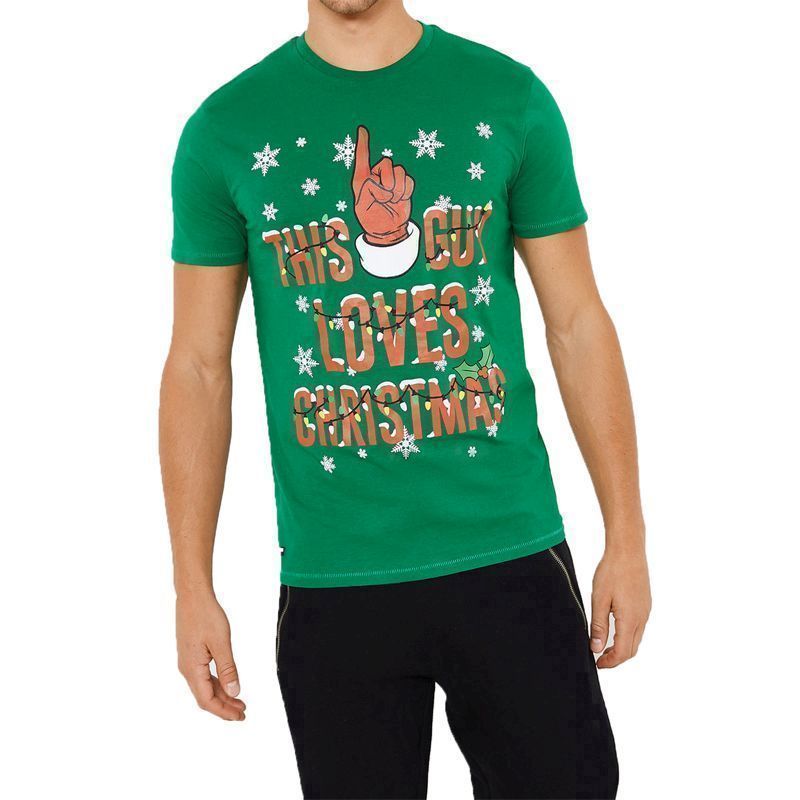 Mens This Guy Christmas T-Shirt Green X Large