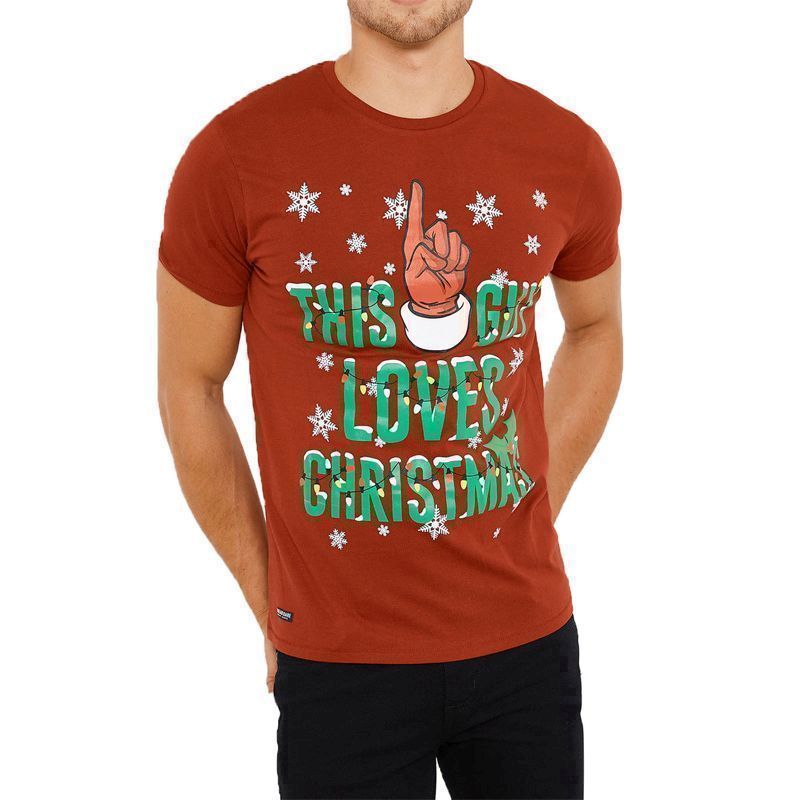 Mens This Guy Christmas T-Shirt Red X Large