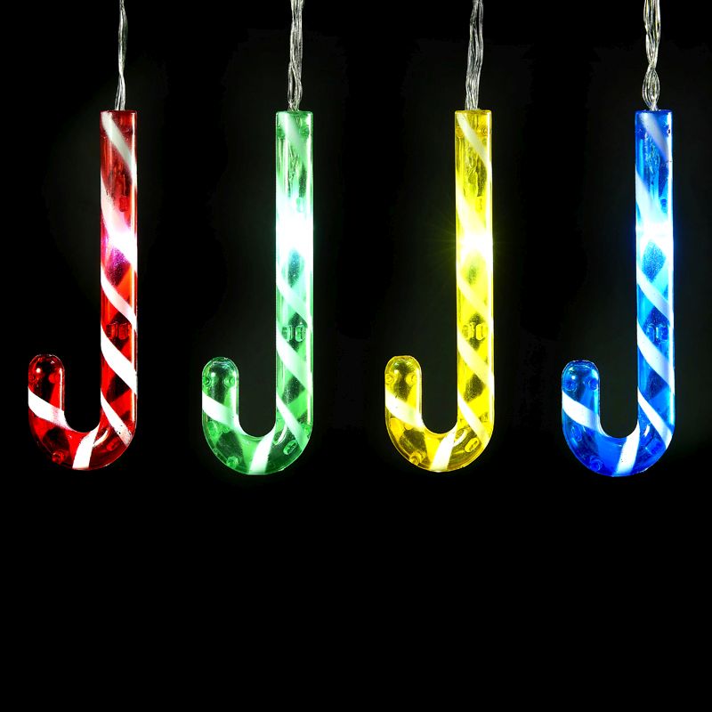 8 LED Multicoloured Outdoor Animated Candy Cane Battery 2m