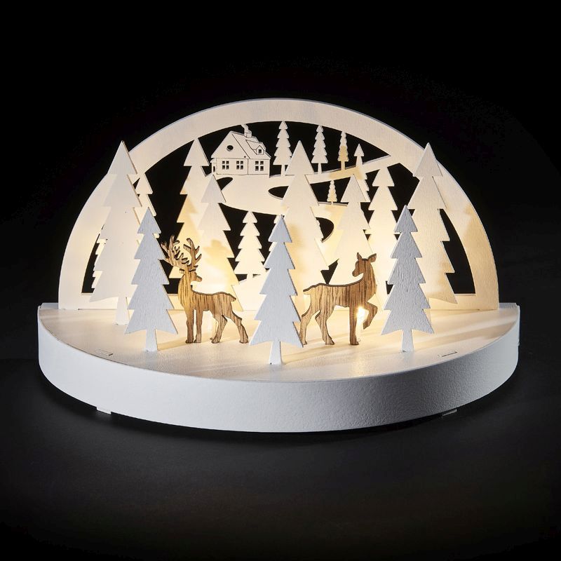 Warm White LED Wooden Oval Table Decoration 25cm