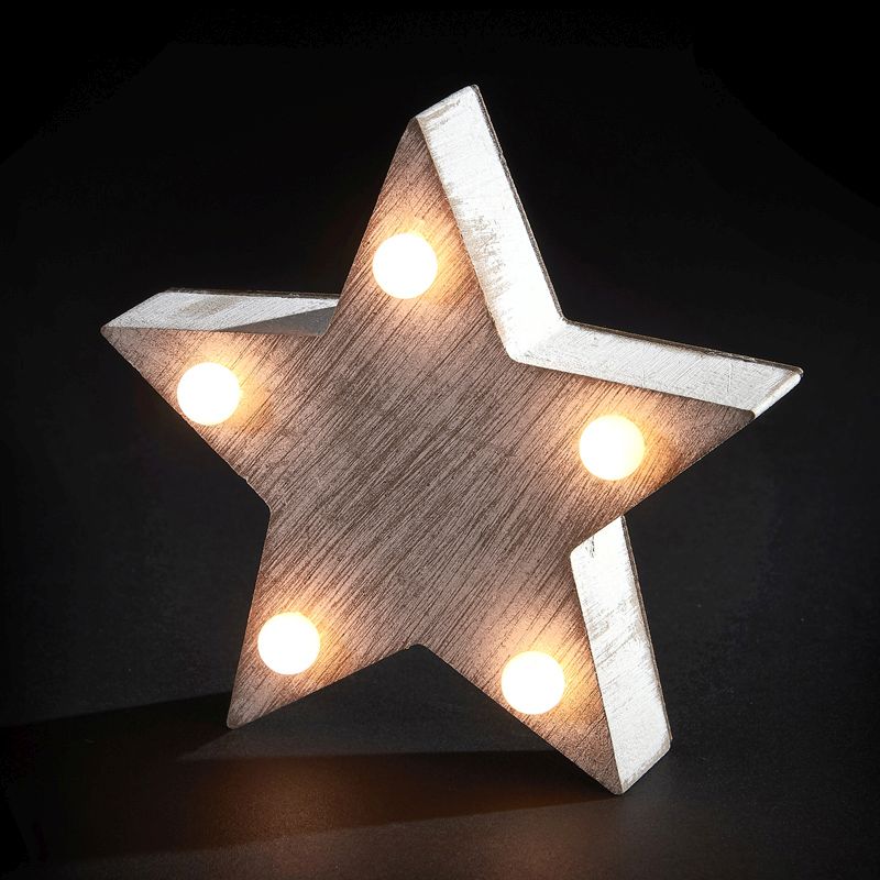 5 LED Warm White Indoor Rustic Star Light Decoration Battery 11x10cm