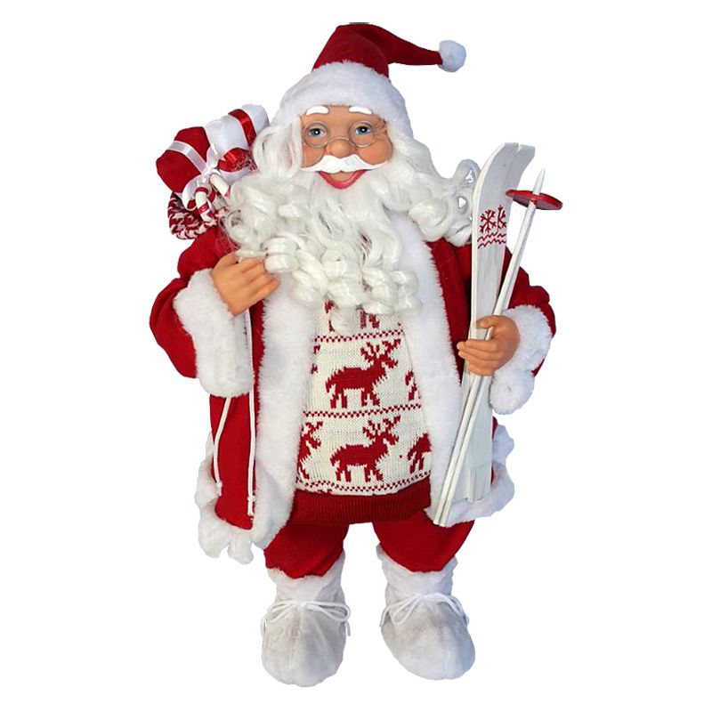 Standing Santa With Skis 60cm Novelty Ornament 