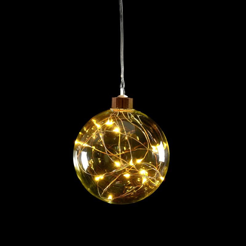 18 LED White Indoor Static Glass Ball Copper Lights Battery 10cm