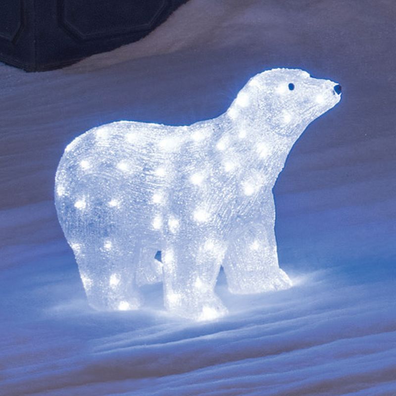 80 LED White Outdoor Static Acrylic Polar Bear Mains 48cm