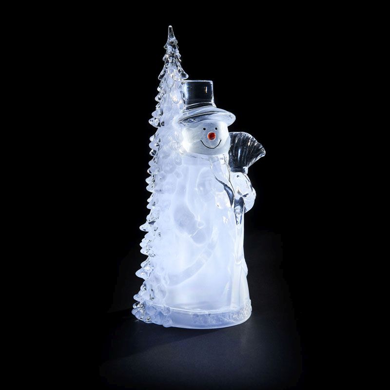 Ice White Indoor Tree & Snowman Decorative Ornament Battery