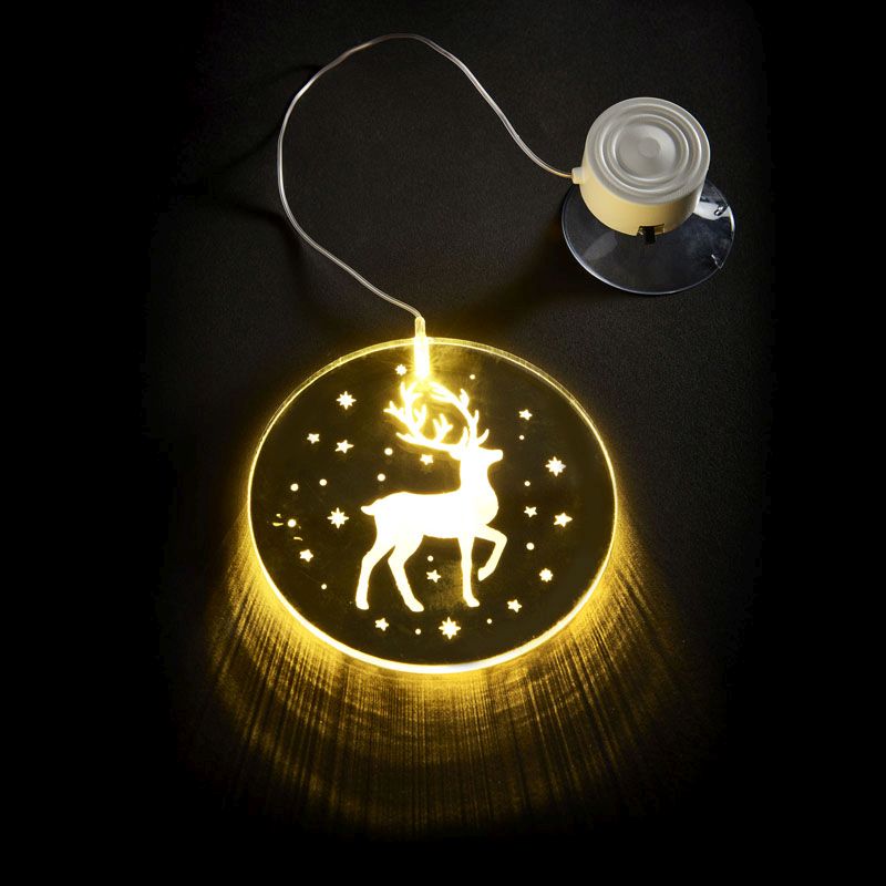 1 LED Warm White Indoor Static Stag Window Sticker Battery 10 x 3cm