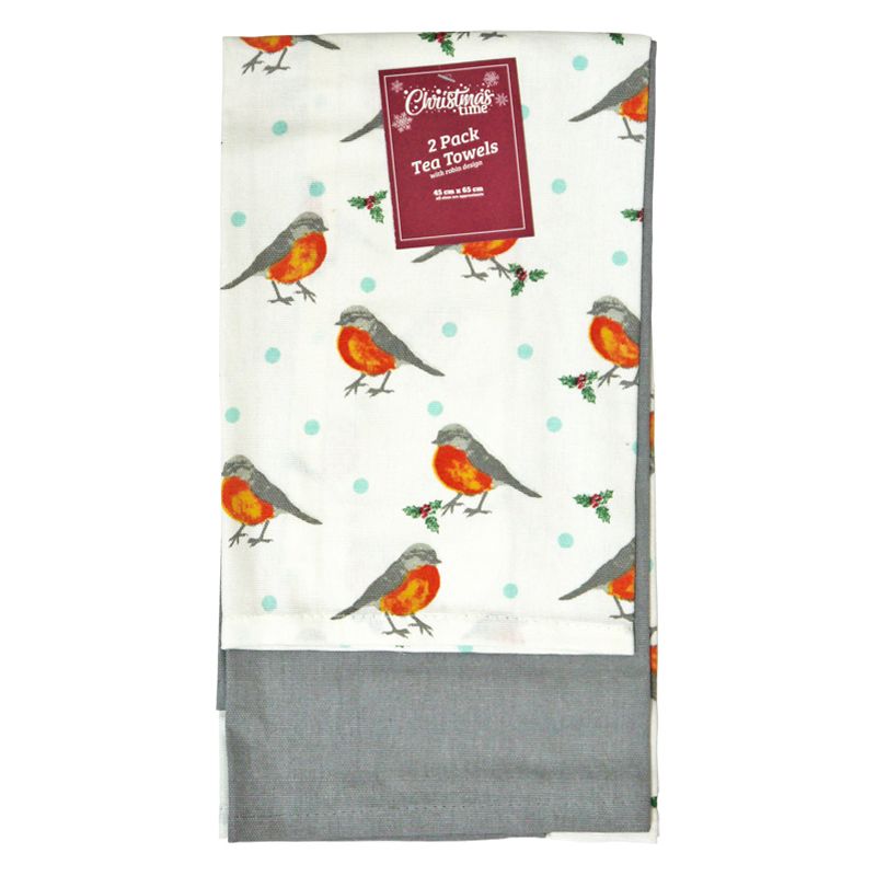 Robin Pattern 2 Pack T-towel