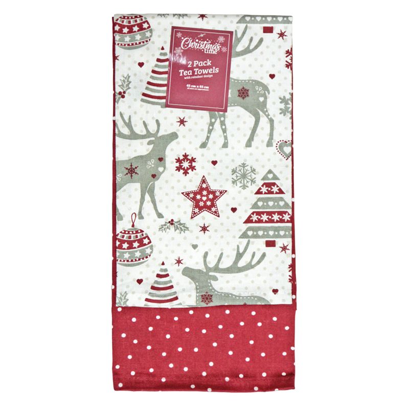 Reindeer Pattern 2 Pack T-towel