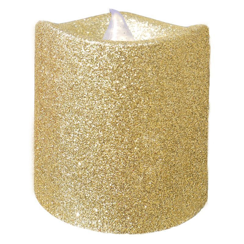 8cm LED Glitter Candle Gold