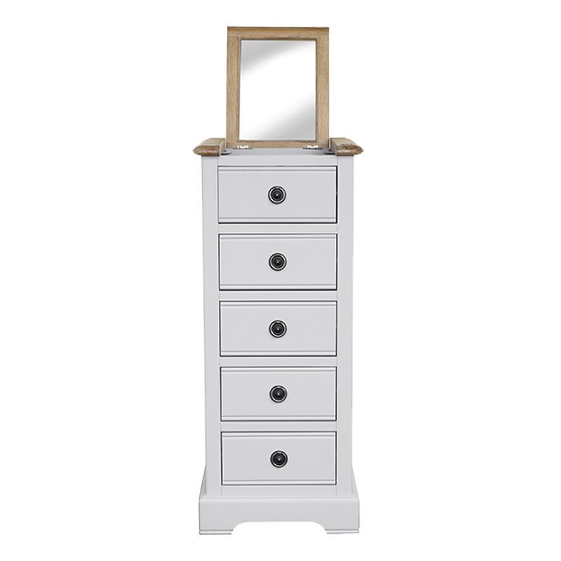 Olivia Grey & Oak Tall Chest Of 5 Drawers