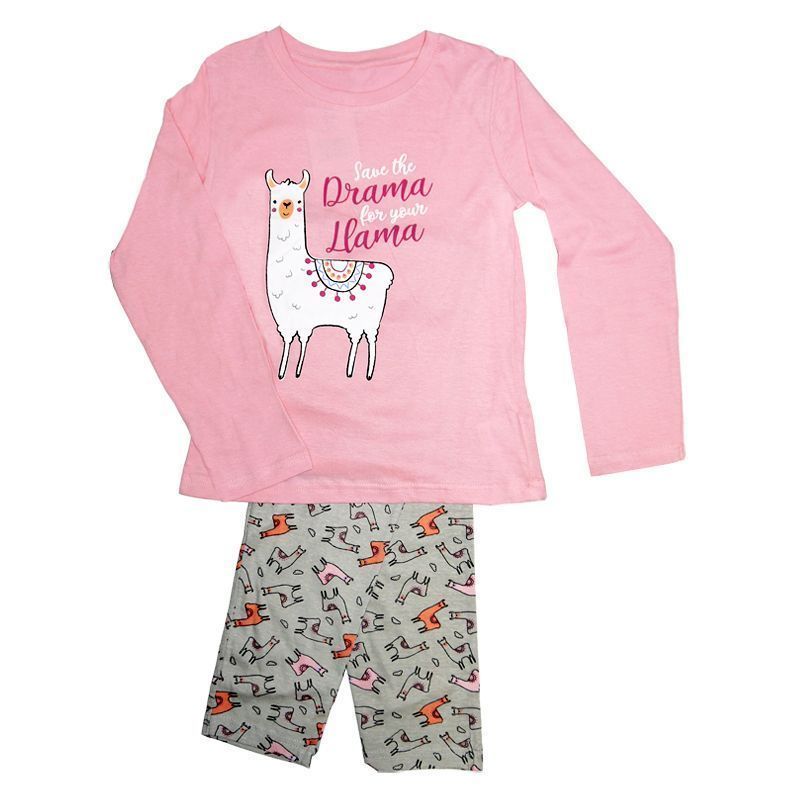 Girls Llama Pyjamas Pink & Grey 2-3 years
