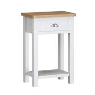 See more information about the Jasmine Side Table Oak White 1 Drawer