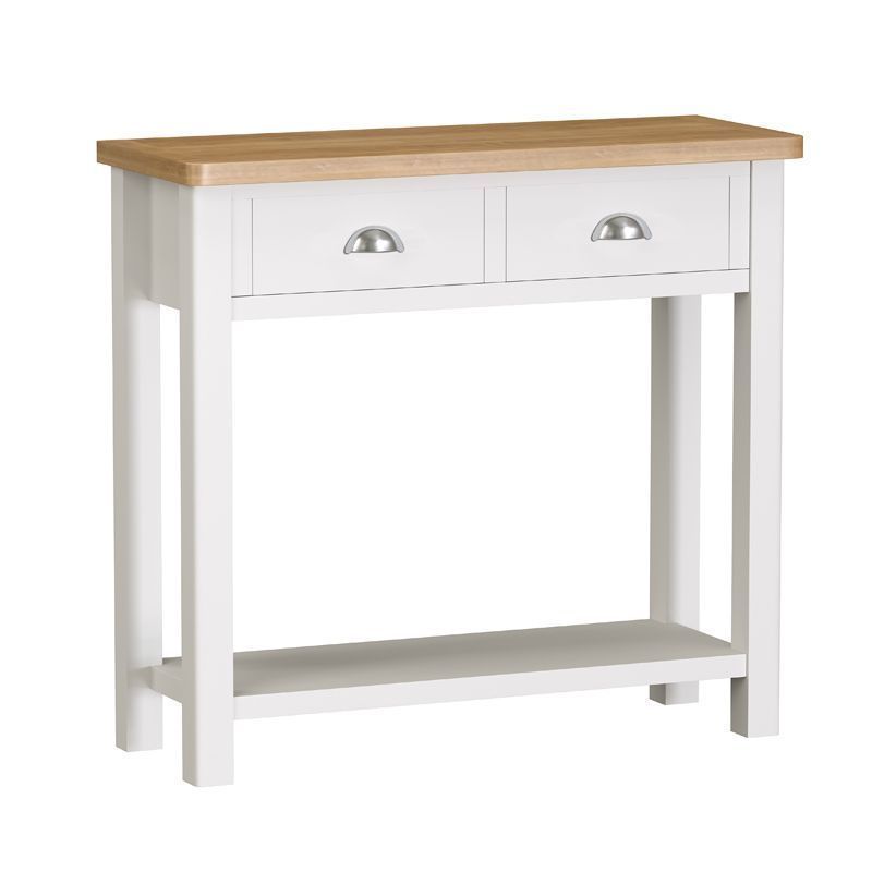 Jasmine Console Table Oak White 1 Shelf 2 Drawers