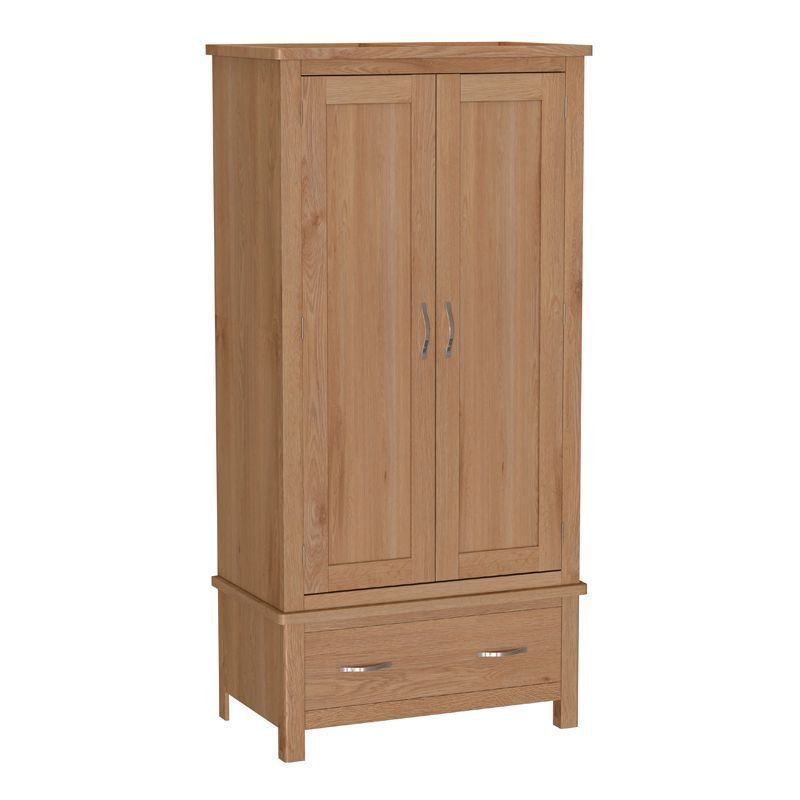 Sienna Tall Wardrobe Oak Natural 2 Doors 1 Drawer