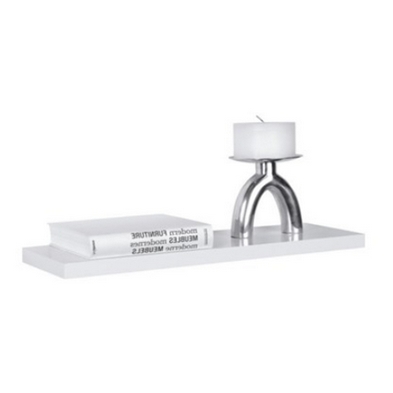 Product photograph of 60cm White High Gloss Floating Shelf from QD stores