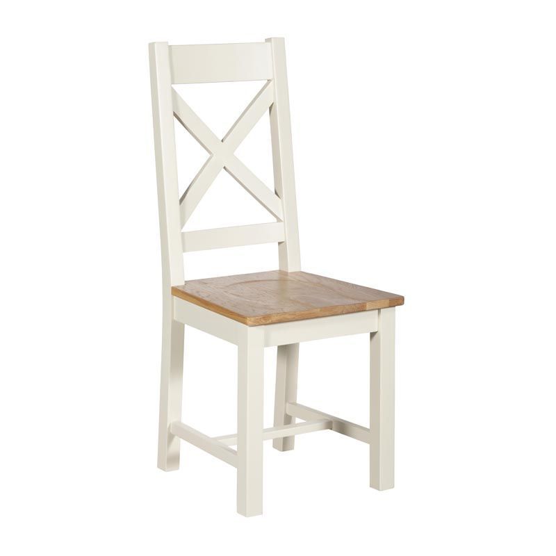 Wooden Seat Dining Chair, White Wood Cross Back Dining Chairs