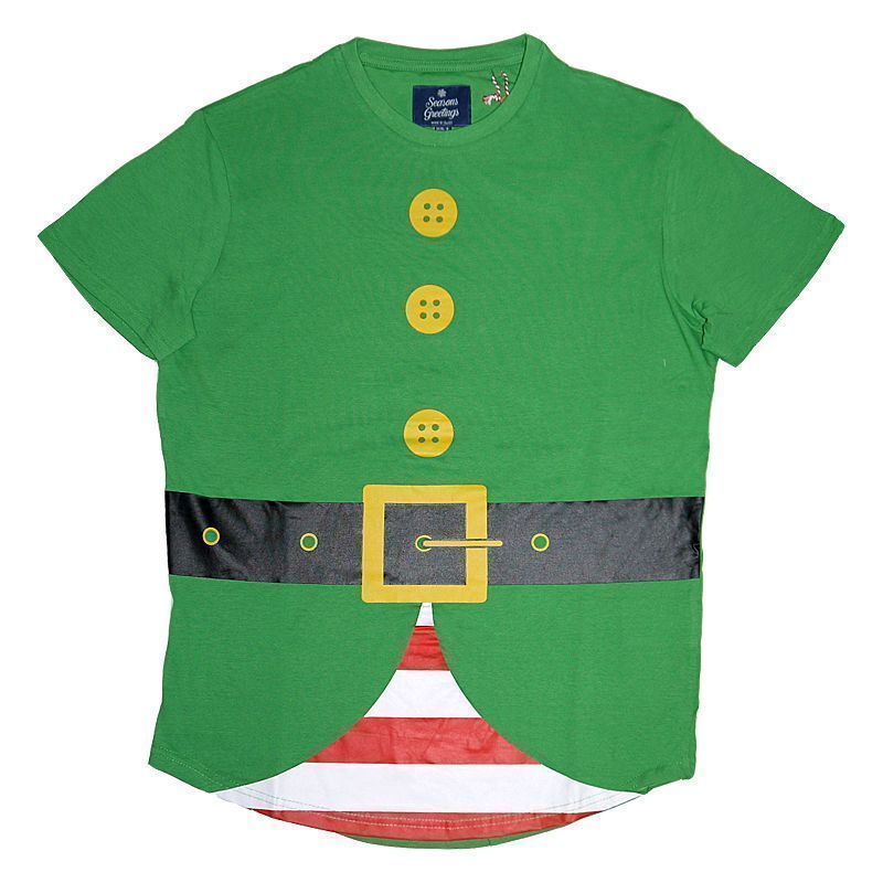 Mens Elf Dress Up Christmas T-Shirt Large
