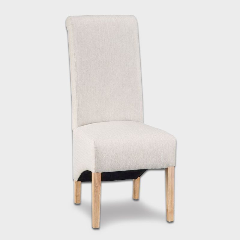 Lancelot Scroll Back Fabric Dining Chair Cappuccino