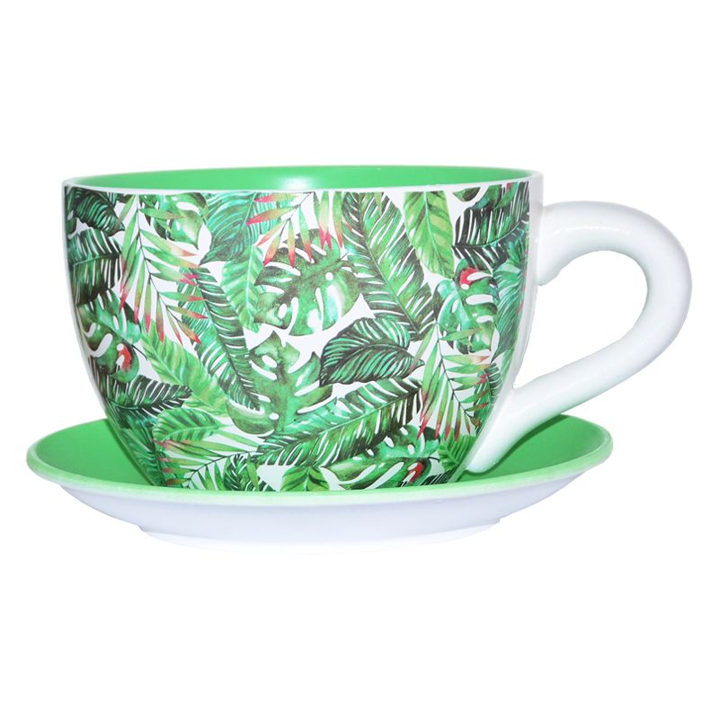 Tropical Leaf Tea Cup Planter 