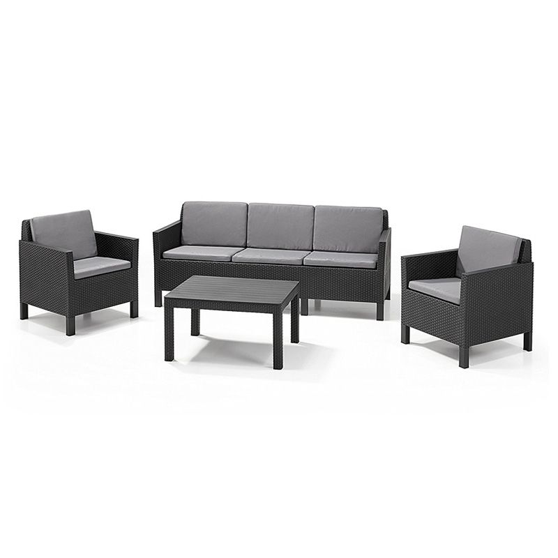5 Seat Keter Chicago Sofa Set Grey, 5 Seater Garden Sofa Set Grey