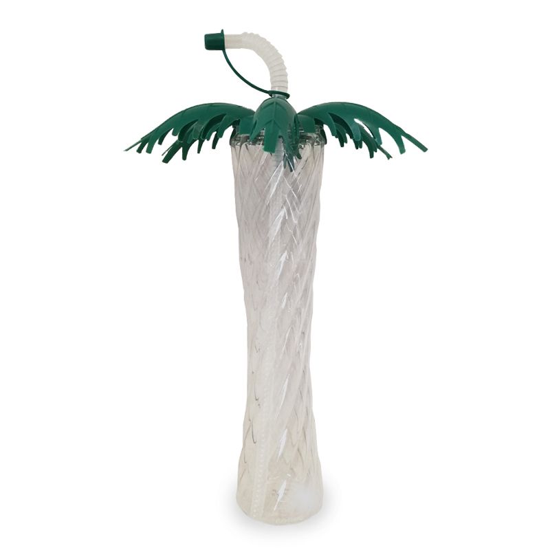 Plastic Coconut Tree Bottle With Straw