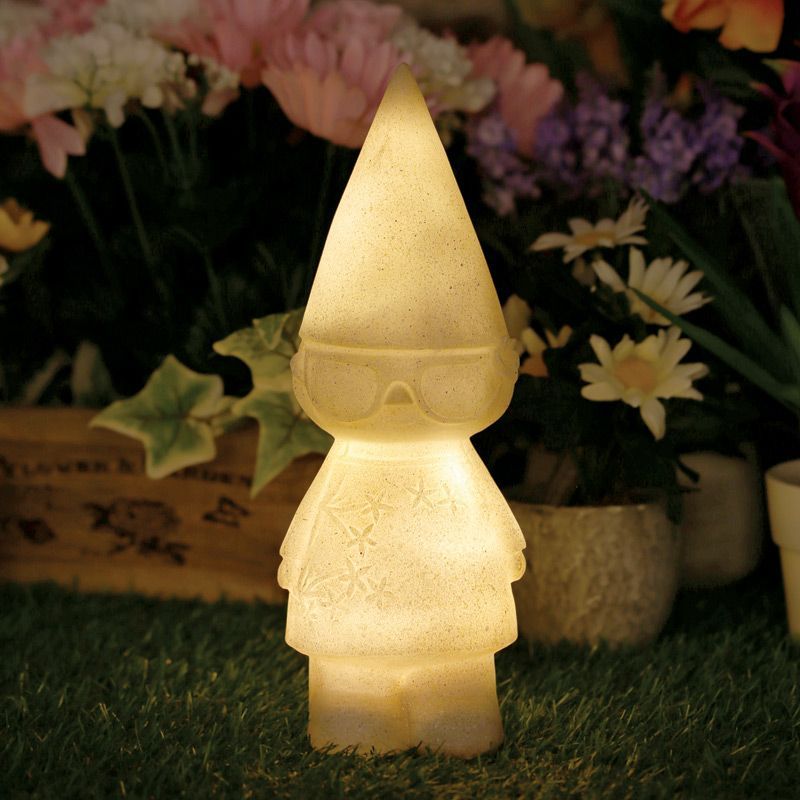 Bright Garden Gnome Figure Solar Light Flower Power Top